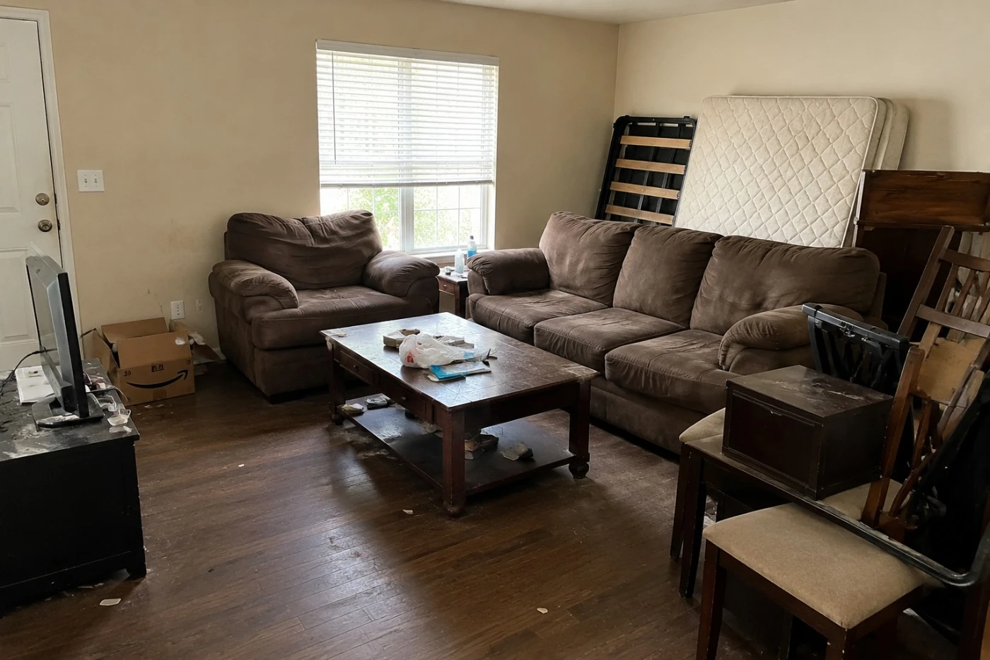 Furniture in a room before removal